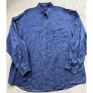 Vintage Pendleton Denim Blue Button Long Sleeve Shirt Cotton Size XL